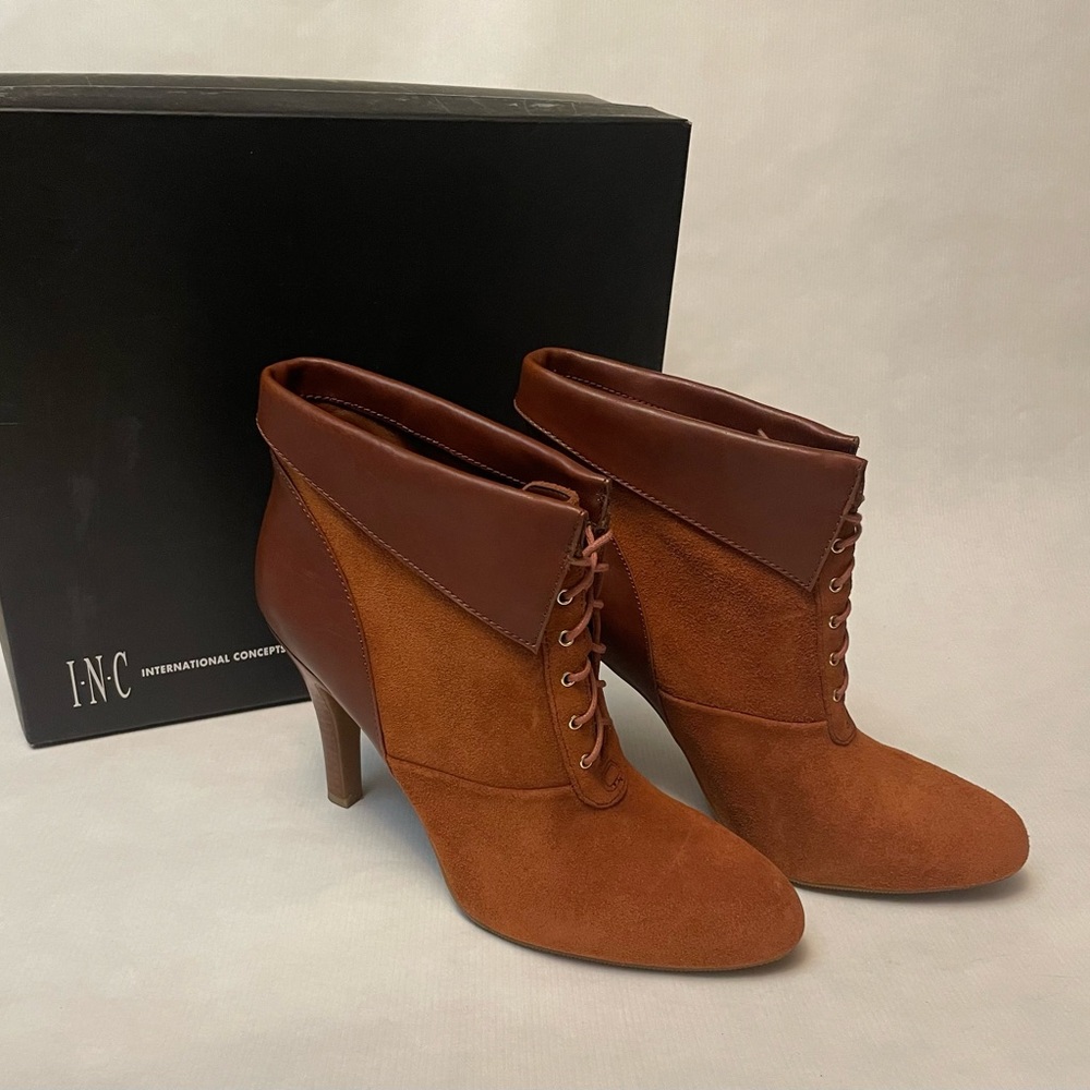 INC International Concepts Tallen Ankle Boot Brown, Size 8M, NWT